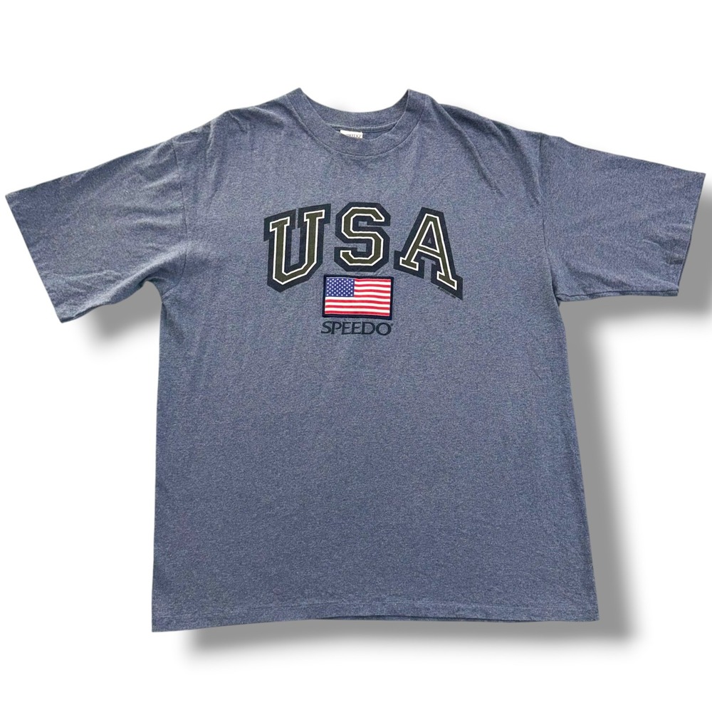 Vintage 1996 Olympics Speedo USA T-Shirt Mens XL Heather Blue Made in USA 90s